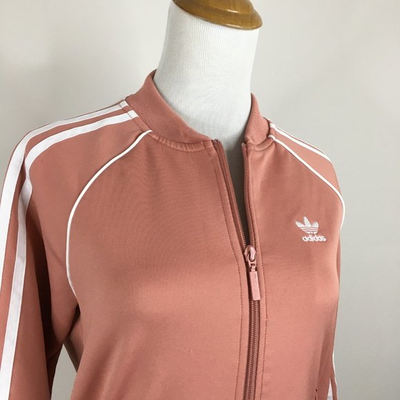 ADIDAS Dark Peach White Firebird Logo Embroidery Zip Pockets Track Jacket - Picture 5 of 16